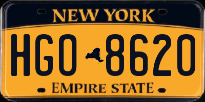 NY license plate HGO8620