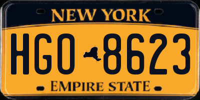 NY license plate HGO8623