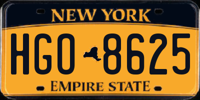 NY license plate HGO8625