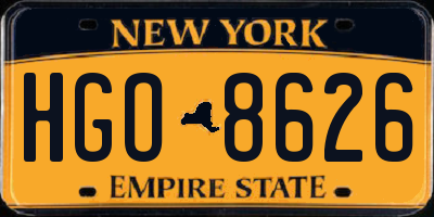 NY license plate HGO8626