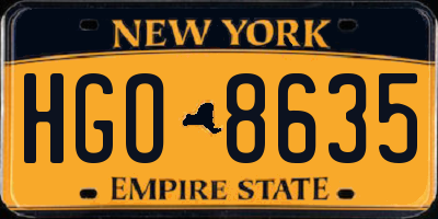 NY license plate HGO8635