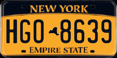 NY license plate HGO8639