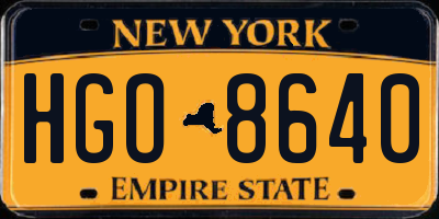 NY license plate HGO8640