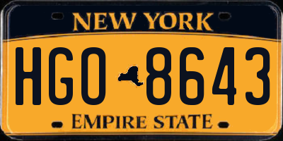 NY license plate HGO8643