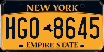 NY license plate HGO8645