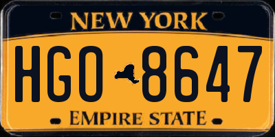 NY license plate HGO8647