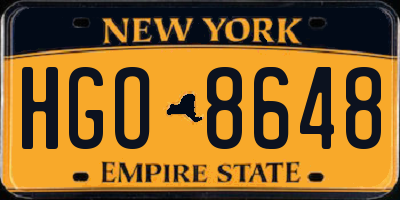 NY license plate HGO8648