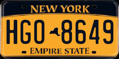 NY license plate HGO8649