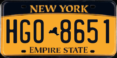 NY license plate HGO8651