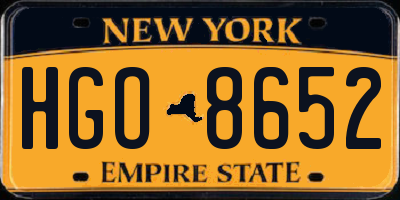 NY license plate HGO8652