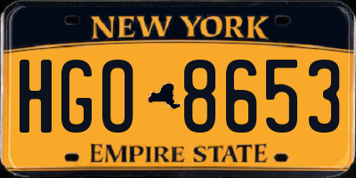 NY license plate HGO8653