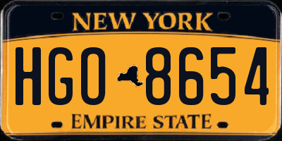 NY license plate HGO8654