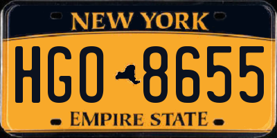 NY license plate HGO8655