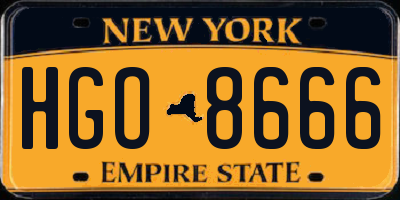 NY license plate HGO8666