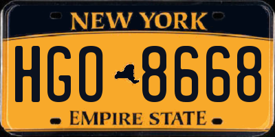 NY license plate HGO8668