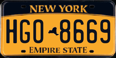 NY license plate HGO8669