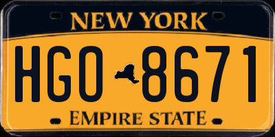 NY license plate HGO8671