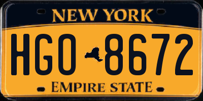 NY license plate HGO8672