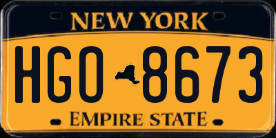 NY license plate HGO8673