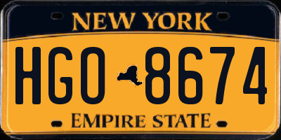 NY license plate HGO8674