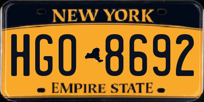 NY license plate HGO8692