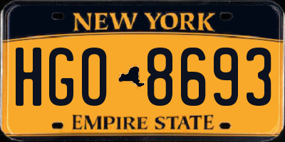 NY license plate HGO8693