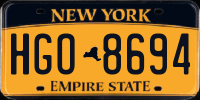 NY license plate HGO8694