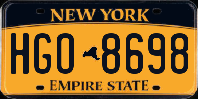 NY license plate HGO8698