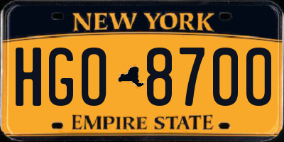 NY license plate HGO8700