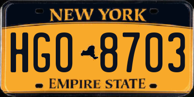 NY license plate HGO8703