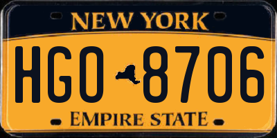 NY license plate HGO8706