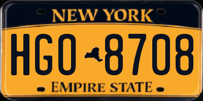 NY license plate HGO8708