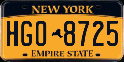 NY license plate HGO8725