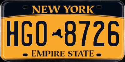 NY license plate HGO8726