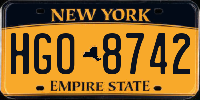 NY license plate HGO8742