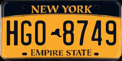 NY license plate HGO8749