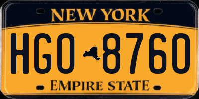 NY license plate HGO8760