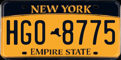 NY license plate HGO8775