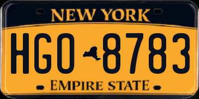 NY license plate HGO8783