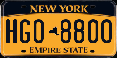 NY license plate HGO8800