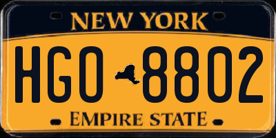 NY license plate HGO8802