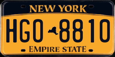 NY license plate HGO8810