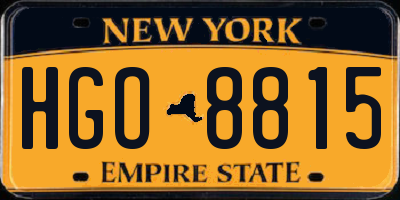 NY license plate HGO8815