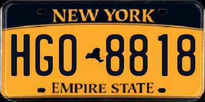 NY license plate HGO8818