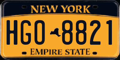 NY license plate HGO8821