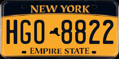 NY license plate HGO8822