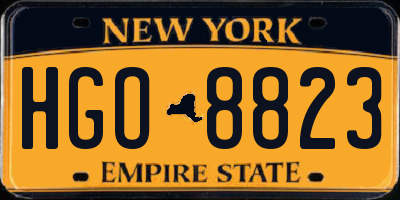 NY license plate HGO8823