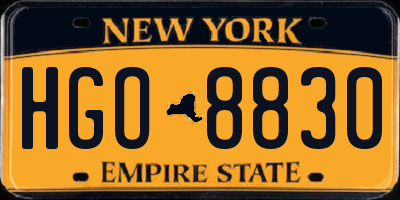 NY license plate HGO8830