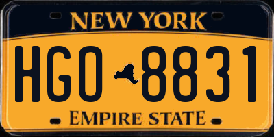 NY license plate HGO8831