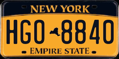 NY license plate HGO8840